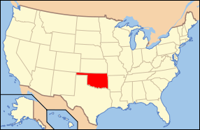 Map of US highlighting Oklahoma